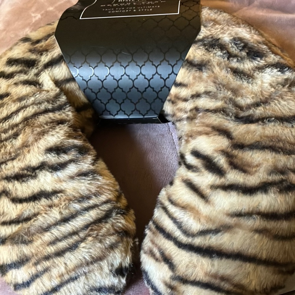 Faux Fur Tiger Print Neck Pillow